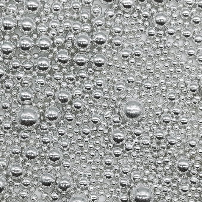 Edible Silver Sugar Pearls Sprinkles Candy Mix Size Pearls Cake Decorations Cupcake Toppers Decorating Perfect for Wedding Party Valentine Christmas Supplies 4.58OZ