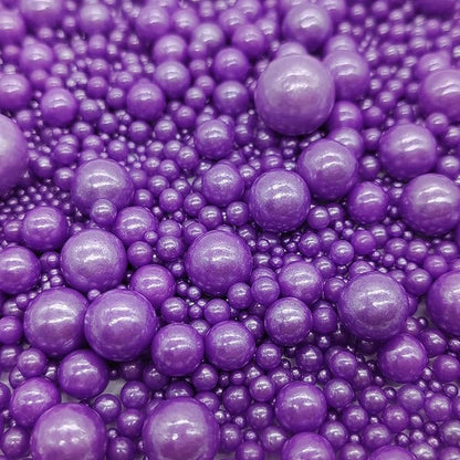 Edible Purple Sugar Pearls Sprinkles Candy Mix Size Pearls Cake Decorations Cupcake Toppers Decorating Perfect for Wedding Party Valentine Christmas Supplies 4.58OZ