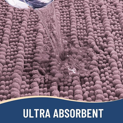 Arotive Luxury Chenille Bathroom Rug Mat, Extra Soft Thick Absorbent Shaggy Bath Rugs, Non-Slip Machine Wash Dry, Plush Bath Mats for Bathroom, Shower and Tub, 34x21, Deep Plum