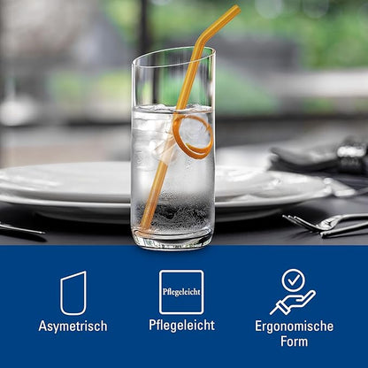 Villeroy & Boch New Moon Set, 4 Pieces, Elegant, Modern Sloping Long Drink, Crystal Glass, Transparent, Dishwasher Safe