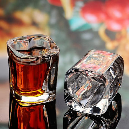 2oz Heavy Base Shot Glasses, Sets of 6/Heart Shaped Clear Tequila Shots/Square Shot /Espresso Shot Glass/Bulk Shot Glasses