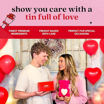 David’s Cookies Gluten-Free Cookies and Brownies in Love Sweet Sampler Tin - Chocolate Chip Cookies and Brownies in a Beautiful Love-Themed Tin – Gourmet Food Gift for Her, Him