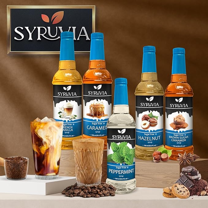 Syruvia Sugar Free Gingerbread Syrup for Coffee, Flavored Syrup for Drinks, Lattes, and Desserts – 25.4 fl oz