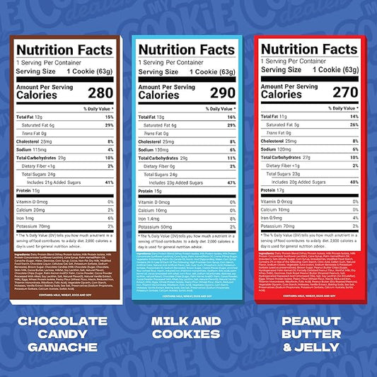 My Cookie Dealer Protein Cookies, Variety Pack (5-Pack, 2.2oz Each) - 15-17g of Protein per Cookie - Individually Wrapped Travel Snacks
