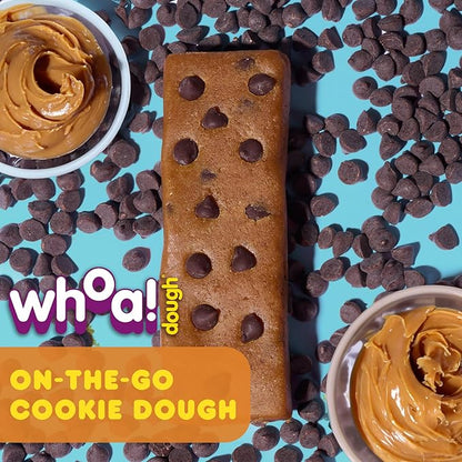Whoa Dough Edible Cookie Dough Bars- Certified Non-GMO, Kosher and Gluten Free Bars - Healthy Snack Foods - Plant Based Snacks - Peanut Butter Chocolate Chip Cookie Dough - 10 Pack
