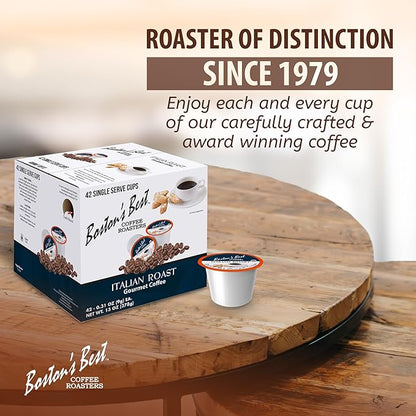 Boston’s Best - Italian Roast, Deliciously Bold Dark Roast Gourmet Coffee Compatible with Keurig Coffee Maker, 1 Count (42 Single Serve Cups)