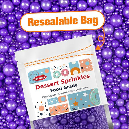 Purple Pearl Sprinkles for Cake Decorating, Edible Pearl Candy, 150g/5.29oz Mix Size, Baking Cake Decoration, Cupcake, Cookie, Holiday, Valentine's Day, Wedding Party, Christmas Supplies