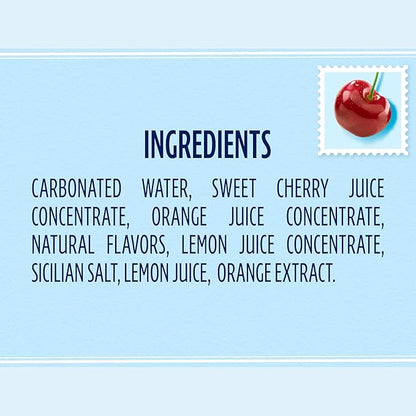 Sanpellegrino CIAO Cherry Sparkling Water, Low-Calorie Italian Sparkling Water with Real Fruit Juices, 0g Added Sugar, 24-Pack