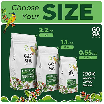 GO RA COFFEE – Ethiopian Roast Whole Bean – Organic Arabica from Ethiopia – Mycotoxin-Free, Single Origin African Beans – Roasted at Source – 500g (17.64 oz) – by Moyee Coffee