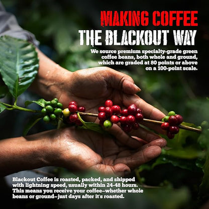 Blackout Coffee Climax Amaretto, Irish Cream & Kahlua Flavored Ground Coffee, Medium Roast - Ground Coffee, Fresh Roasted In the USA,12 oz Pouch