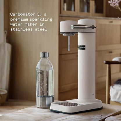 Aarke Carbonator lll, Sparkling & Carbonation Water Machine, Stainless Steel with PET BPA-Free Reusable Bottle Volume 1L/34 fl oz (Matte White)
