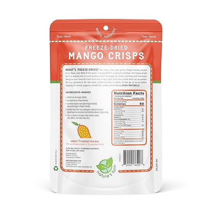 Nature’s Turn Freeze-Dried Mango Crisps – Healthy, Gluten-Free, Crispy & Delicious, Plant-Based Snack, Ideal for Cereal, Smoothies, School Lunches, & On-the-Go, Bags of 6 (0.53 oz Each)
