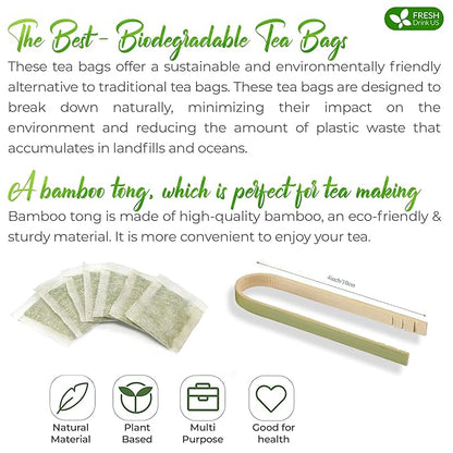 FreshDrinkUS, Premium 15 Pandan Leaf Tea Bags, 100% Natural & Pure from Pandan Leaves. Loose Leaf Pandan Herbal Tea. Made with Natural Material Tea Bags. No Sugar, No Caffeine, No Gluten, Vegan. (15 Tea bags)