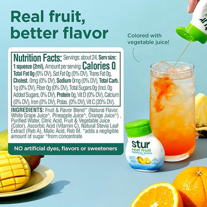 Stur Liquid Water Enhancer | Tropical Punch | Naturally Sweetened | High in Vitamin C & Antioxidants | Sugar Free | Zero Calories | Keto | Vegan | 5 Bottles, Makes 120 Drinks