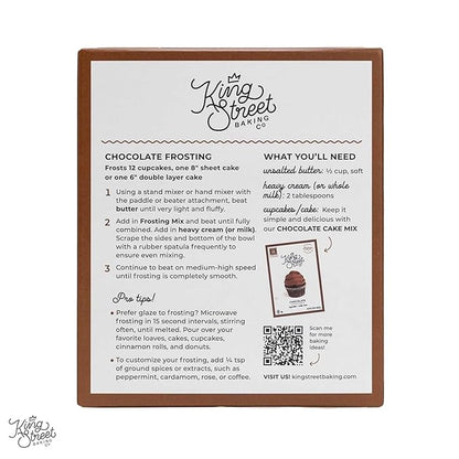 King Street Baking Co Chocolate Frosting Mix - 4 Ingredient Icing for Cake - Real Cocoa, Vanilla - Frosts 12 Cupcakes (3Pack)