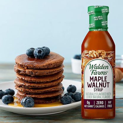Walden Farms Maple Walnut Syrup – Perfect for Pancakes, Waffles, Desserts – Zero Calorie, Sugar-Free, Low Carb, Keto-Friendly, Gluten-Free, Vegan – 3-Pack, 12 oz Bottles