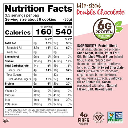 Lenny & Larry's The Complete Crunchy Cookie, Double Chocolate, 6g Plant Protein, Vegan, Non-GMO, 4.25 Ounce Pouch (Pack of 6)