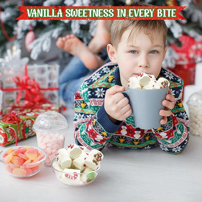 4E's Novelty Christmas Decorated Marshmallow Large Individually Wrapped 16 Pcs - Large Christmas Marshmallows for Hot Chocolate Toppers, Marshmallow Treat Toppings for Hot Cocoa Bar Supplies, Christmas Candy for Kid Adults 4.2oz