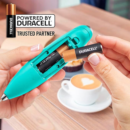 Zulay Kitchen Powerful Milk Frother Wand With 4 AA Duracell Batteries - Ultra Fast Handheld Drink Mixer - Electric Whisk Foam Maker for Coffee, Lattes, Cappuccino, Matcha & Creamer -