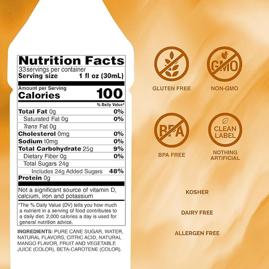 Monin - Mango Syrup, Tropical and Sweet, Great for Cocktails, Sodas, and Lemonades, Gluten-Free, Non-GMO (1 Liter)