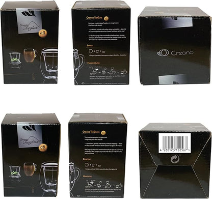 Creano 2x All-In-One Tea Glass with integrated Glass Filter and Lid - 14oz (400ml)