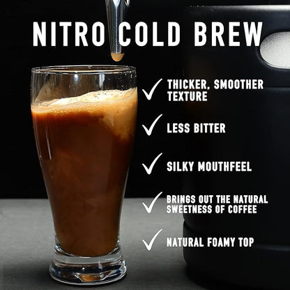 TMCRAFT 64oz Nitro Cold Brew Coffee Maker, Home Brew Coffee Keg with Stainless Steel Stout Creamer Faucet & Pressure Relieving Valve