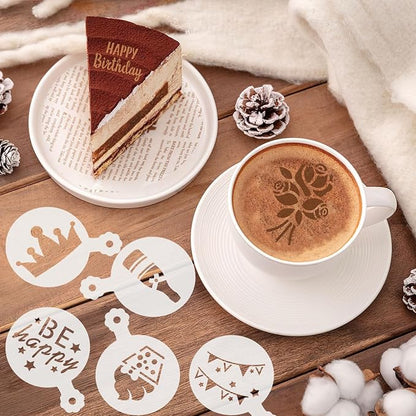 JULBEAR Birthday Cookie Stencils, 36 Pieces Reusable Coffee Decoration Stencils Templates Tools for Cookies Baking Painting Dessert Decoration DIY Birthday Party Decor