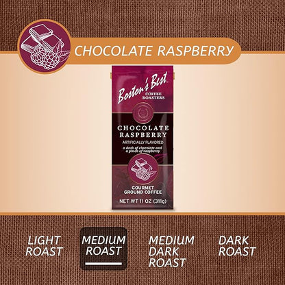 Boston’s Best Coffee – Chocolate Raspberry Flavored Gourmet Ground Coffee – Medium Roast – 11 oz