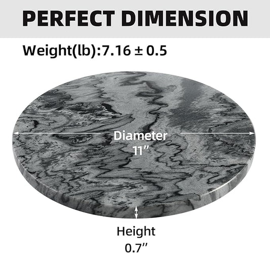 Koville African Natural Marble Cutting Board for Kitchen, 11inch Round Hand Crafted Marble Slab for Cheese, Charcuterie, Pastry Board - Wedding Gift, House Warming Gift(Monte Grigio)