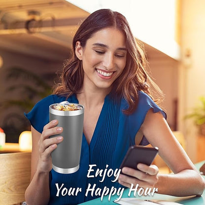 20 oz Tumblers Bulk Stainless Steel Tumbler with Lid Double Wall Vacuum Insulated Coffee Mug 20oz Powder Coated Cup for Hot and Cold Drinks, Gray, 12 pack