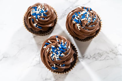 Bakerpan Blue and White Nonpareils Sprinkles - 7 Ounces Sprinkles For Cake Decorating - Edible Nonpareils For Cupcakes, Ice Cream, Cake Decorations (Made in USA)