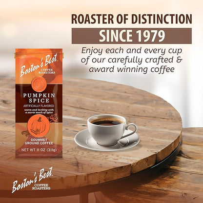 Boston’s Best Coffee - Fall-Inspired Pumpkin Spice Medium Roast Gourmet Delicious Flavored Coffee, Premium Ground - 11 oz. / 311 g Bag