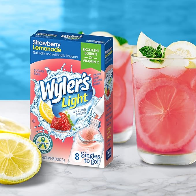 Singles Tо Go Powder Packets, Wаter Drink Mix, Strawberry Lemonade, 96 Singlе Servings (Pack of 12) Strawberry Lemonade