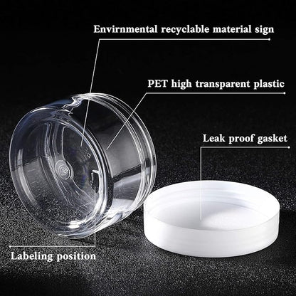 Patelai 4 Pieces Round Wide-mouth Leak Proof Plastic Container Jars with Lids for Travel Storage Makeup Beauty Products Face Creams Oils Salves Ointments DIY Making(4 Ounce,White)