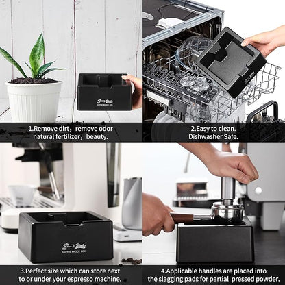 Bincoo Square Espresso knock Box 16cm /6.3 Inch Barista Style Coffee Knock Box for Grounds with Anti-Slip Base, Multi-functional Sturdy Espresso Dump Bin for Home/Office.. (black)