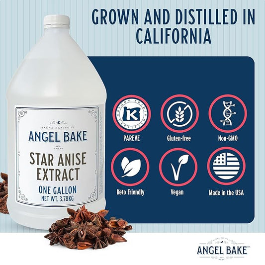 Pure Star Anise Extract, 1 Gallon - Natural Essence for Beverage Formulations, Bulk Manufacturing, Professional Food Developers - Kosher Certified, Vegan, Gluten-Free, Keto Friendly
