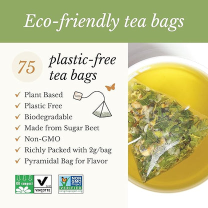 Organic Wild Hawthorn Leaf and Flower Herbal Tea - Caffeine Free - Pharmacopoeia Potency - 75 Plant Based Tea Bags