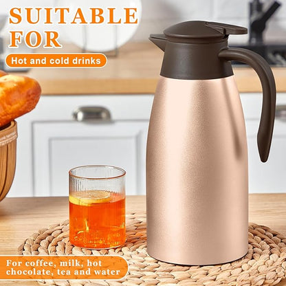 Norme 2 Pcs Thermal Coffee Carafe Insulated Stainless Steel Coffee Carafe for Hot Liquid Vacuum Thermal Pot Creamer Pitcher Dispenser with Brushes Keeping Hot Water Milk(Rose Gold)