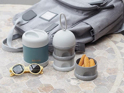 Beaba Stainless Steel Insulated Food Jar 10 oz, Kids Thermos, Lunch Containers, Leakproof, Wide Opening, Suitable for Hot and Cold Foods (Eucalyptus)