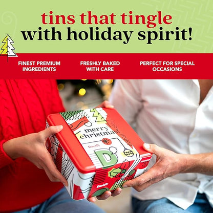 David's Cookies Gourmet and Freshly Baked Merry Christmas Assorted Cookies in a Lovely Tin Gift Box For Your Love Ones, Deliciously Handmade Soft Variety of Cookies - 2 Lbs