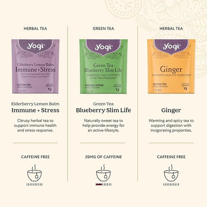Yogi Organic Tea Sampler Gift Box (45 Tea Bags) Assorted Delicious Wellness Blends - 9 Favorite Herbal, Green & Black Varieties