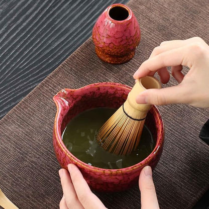 Japanese ceramic matcha bowl. 20 ounce ceramic bowl. Matcha tea bowl. A gift for matcha enthusiasts (red)