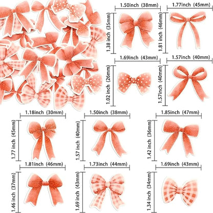 Gyufise 50Pcs Edible Red Bowknot Cupcake Toppers Wafer Paper Bowknot Cake Dessert Picks Baby Shower Princess Cupcake Toppers for Birthday Party Decoration Supplies