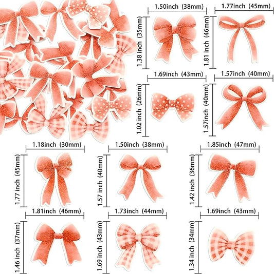 Gyufise 50Pcs Edible Red Bowknot Cupcake Toppers Wafer Paper Bowknot Cake Dessert Picks Baby Shower Princess Cupcake Toppers for Birthday Party Decoration Supplies