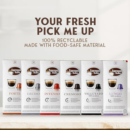 ESPRESSO ITALIA Capsules Compatible with Nespresso Machines, 100 Count - VARIETY PACK, Italian Coffee Pods Expresso