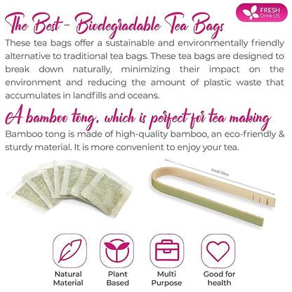 FreshDrinkUS, Premium 55 Marshmallow Root and Leaf Tea Bags, 100% Natural & Pure. Loose Leaf Marshmallow Herbal Tea. Made with Eco-Conscious Tea Bags. No Sugar, No Caffeine, No Gluten, Vegan.