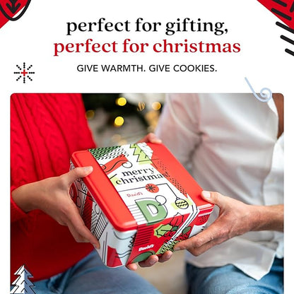 David’s Gourmet Fresh Baked Merry Christmas Assorted Holiday Cookies Tin – 1Lb All-Natural Handmade Soft Variety Cookies in a Premium Gift Box