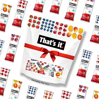That's it. Fruit Bars Snack 20 Pack - 100% All Natural Gluten-Free Vegan Low Carb Snacks - Healthy Fruit Snacks Variety Pack Strawberry, Mango, Blueberry, Cherry, Fig Bars