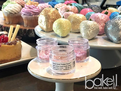 BAKELL Soft Pink Edible Glitter, 25 Grams | TINKER DUST Edible Glitter | KOSHER Certified | 100% Edible Glitter | Cakes, Cupcakes, Cake Pops, Drinks, Dessert Vegan Glitter & Dusts (25g, Soft Pink)