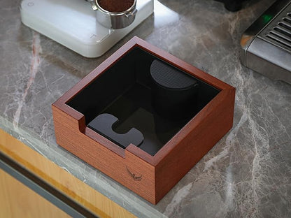 Rosewood Espresso Knock Box – Coffee Puck Bin with Shock-Absorbing Bar & Non-Slip Base | Premium Coffee Grounds Container for Espresso Stations & Home Barista Setups